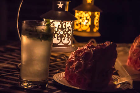 Candlelight, cake, nightの写真素材