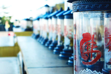 Glass ornament on displayの写真素材
