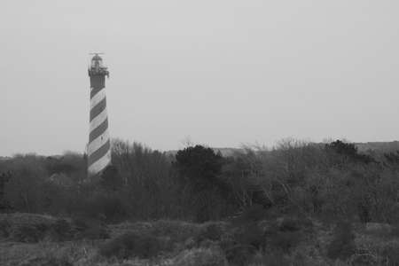 Lighthouse in the dunes, the Netherlandsの写真素材