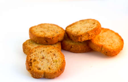 Yellow baguettes on a white background. Selective focusの写真素材
