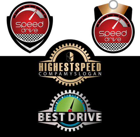 Car performance Meter icon 4 sets. car speed meter,  and gearing meter icon.のイラスト素材