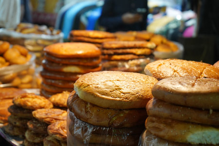 Shopkeeper Sale Bread at Zakaria Streetの写真素材