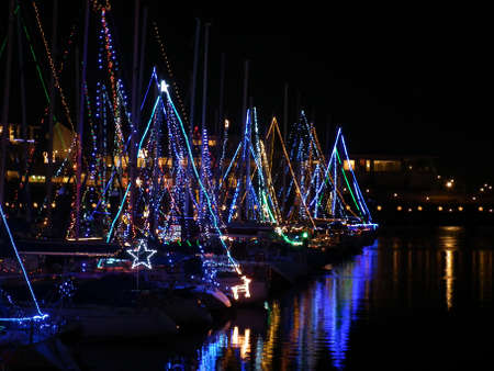 Christmas Illumination in a harborの写真素材