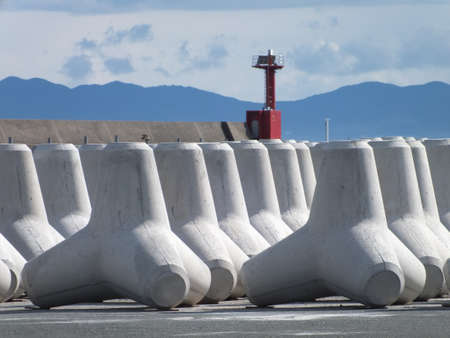 tetrapod in wharfの写真素材