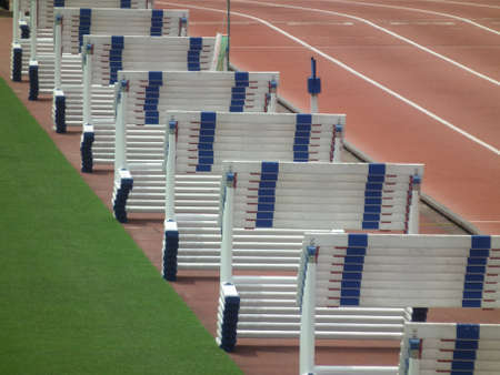 hurdles in a track-and-field eventsの写真素材