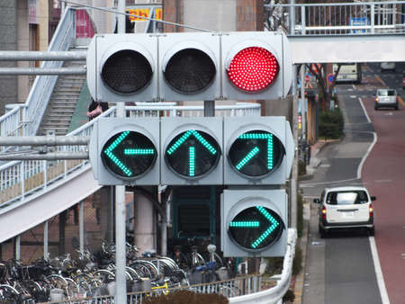 Traffic lights at complex intersectionsの写真素材