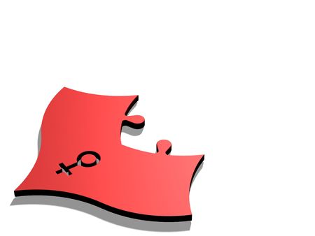 red puzzle on a white backgroundの写真素材