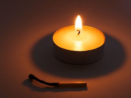 candles on a color backgroundの写真素材