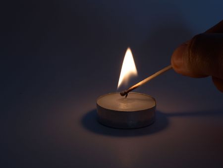 candles on a color backgroundの写真素材