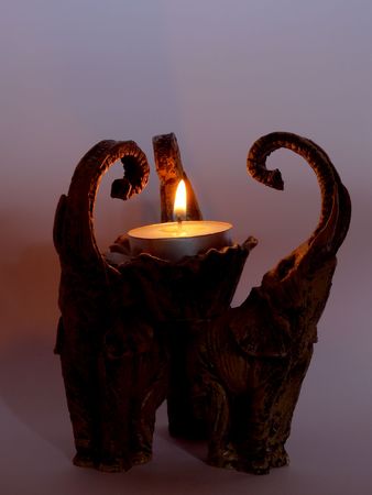 candles on a color backgroundの写真素材