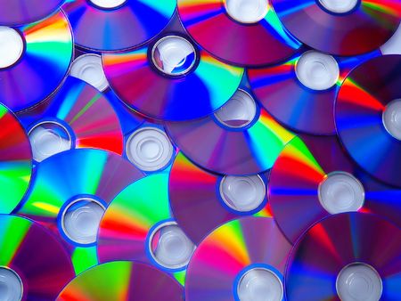 cd and dvd disk`s on a white backgroundの写真素材