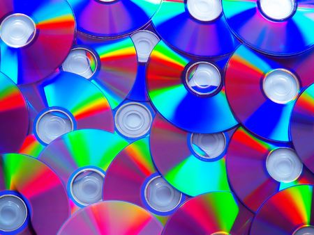 cd and dvd disk`s on a white backgroundの写真素材