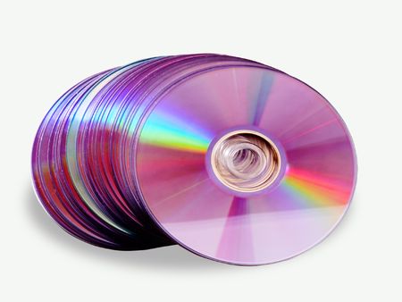 cd and dvd disk`s on a white backgroundの写真素材