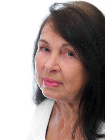 old woman on a white backgroundの写真素材