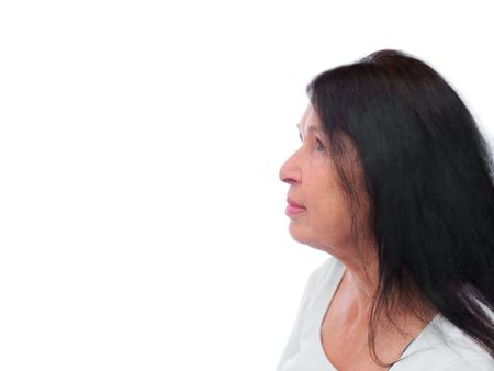 old woman on a white backgroundの写真素材