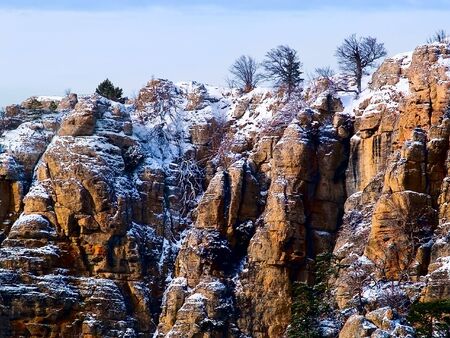 Mountains with a snow on a background of the dark blue skyの写真素材