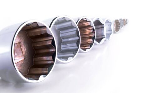 Various spanners isolated on white