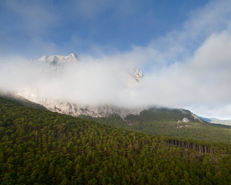 view of the mountains at dayの写真素材