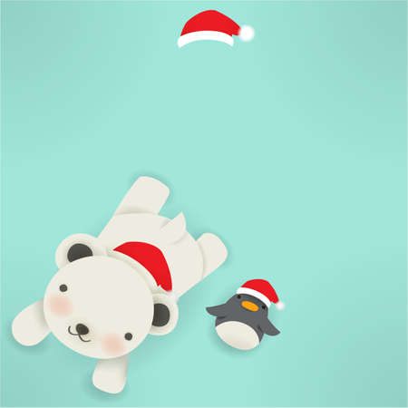 Polar bear & Penguin - xmas greeting cardのイラスト素材
