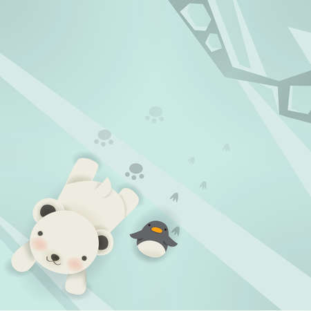 Polar bear & Penguinのイラスト素材