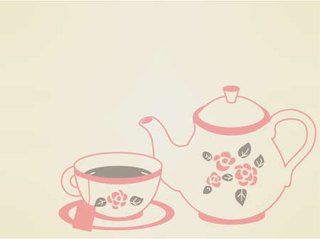Vintage Tea Pot Setのイラスト素材