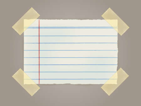 Note Papers with a sticky tape stuck to the wall のイラスト素材