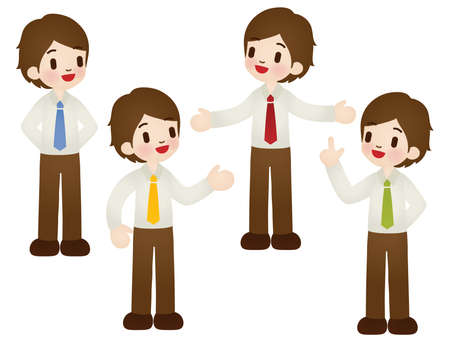 Set of cartoon businessman in various posesのイラスト素材