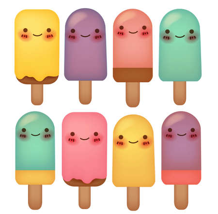 Set of Lovely Ice Cream のイラスト素材