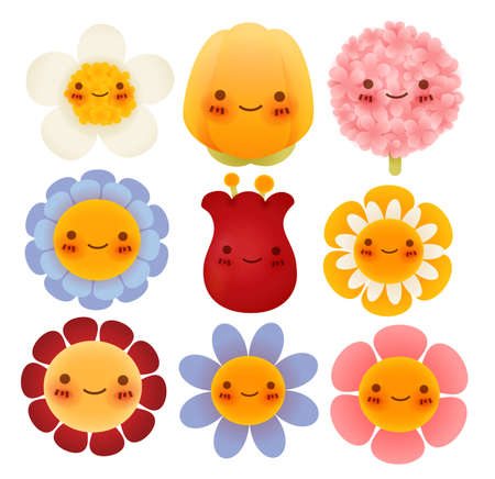 Collection of Cute Flowers - Vector Fileのイラスト素材