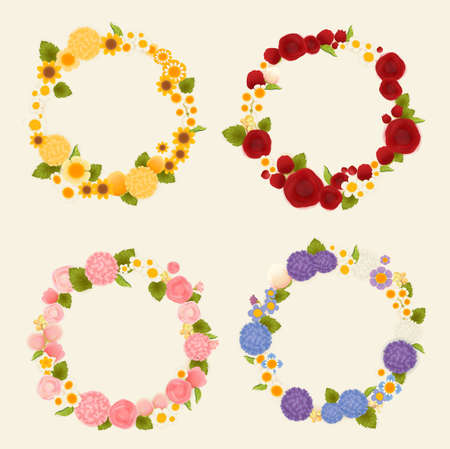 Sweet flower wreath card のイラスト素材