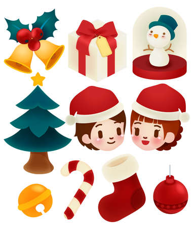 Set of adorable christmas icons のイラスト素材