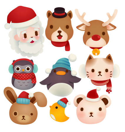 Set of adorable christmas icons のイラスト素材
