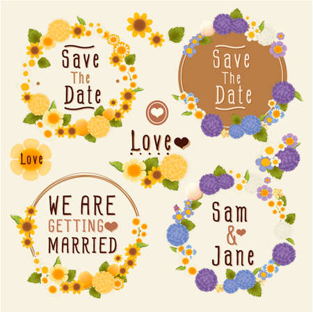 Sweet flower wreath cardのイラスト素材