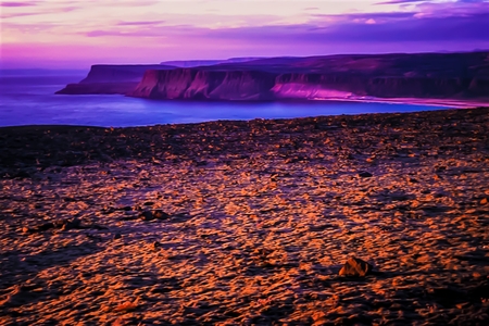 Pink Sunset in the Westernmost Point of Europe - Latrabjarg - Icelandの写真素材