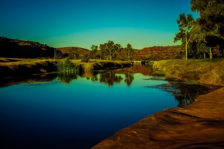 Quite Oasis in Desert - Finke Gorge National Park - Northern Territory - Australiaの写真素材