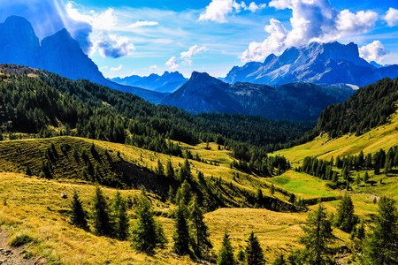 Alpine Landscape from High Way Number 1 Trek - Dolomites - Italyの写真素材