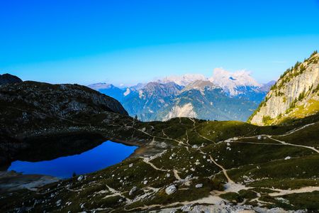 Mountains Landscape from High Way number 1 Trek? Coldai Pass - Dolomites? italyの写真素材