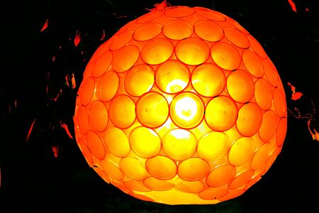 Ecological lamp made by plastic glasses recycledの写真素材