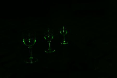 Three different size glasses in the black backgroundの写真素材