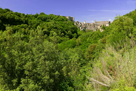 View of an ancient village built on tuff - Sorano - Tuscany - Italy