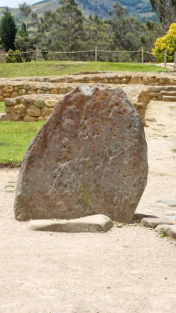 Standing stone in the Incan ruins of Ingapirca, outside of Cuenca, Ecuadorの写真素材