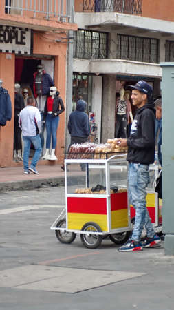 Food vendor on a street in Cuenca, Ecuadorのeditorial素材