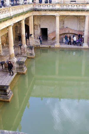 Sacred pool at the Great Bath, Roman Baths, in Bath, England, UK