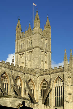 Central Tower of the Bath Abbey in Bath, England, UKの写真素材