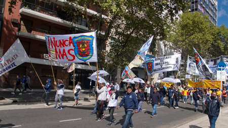 People marching on the Day of Remembrance in Buenos Aires, Argentinaのeditorial素材