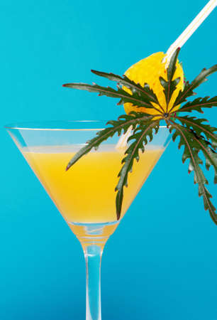 Cocktail on a blue backgroundの写真素材