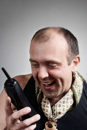 Comic portrait of the cheerful personの写真素材