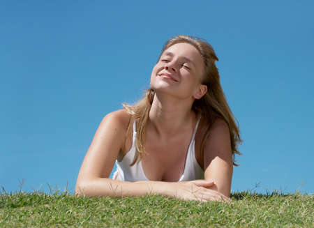 The happy young Girl on Outdoorsの写真素材