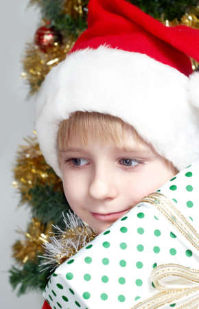 Small Santa Klaus with giftsの写真素材