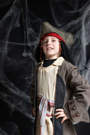 Little boy wearing pirate costumeの写真素材